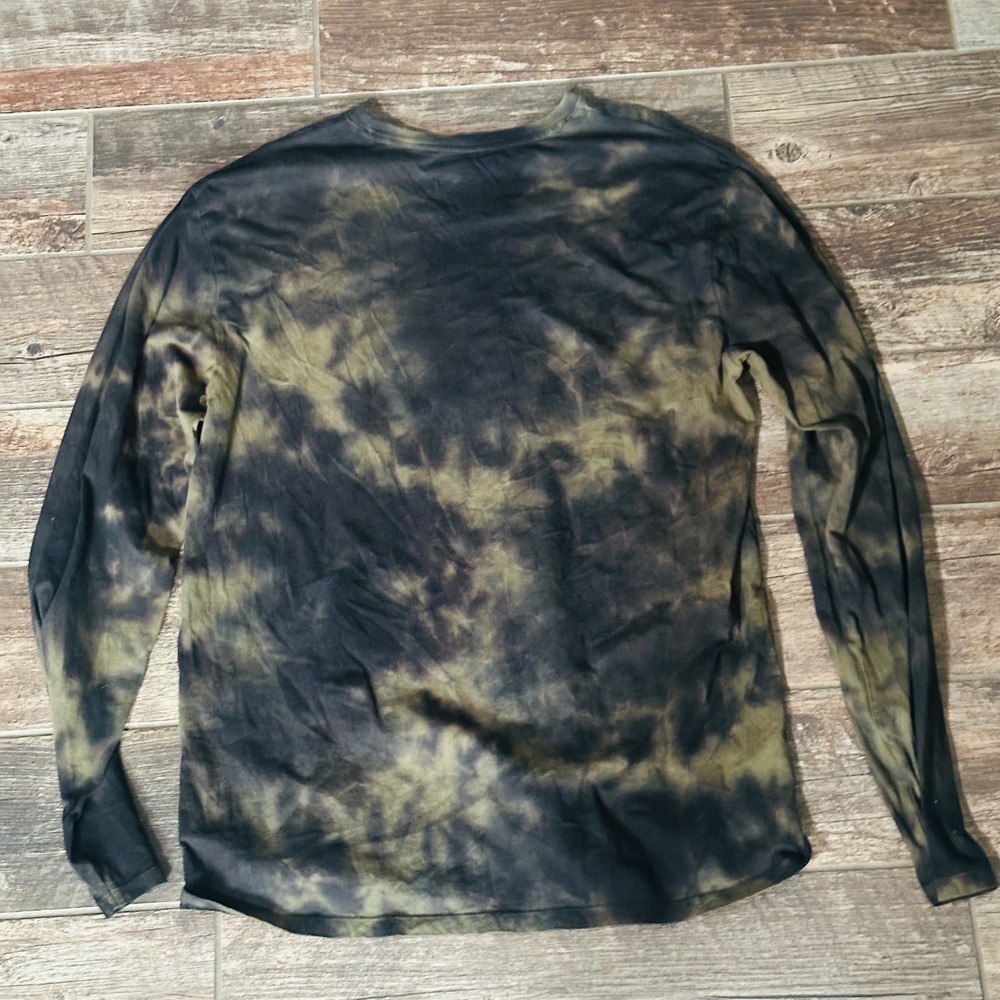 Classic Social Luxury Skull - Long Sleeve T-Shirt- Men's L  Green Black Tie-Dye - Picture 4 of 7